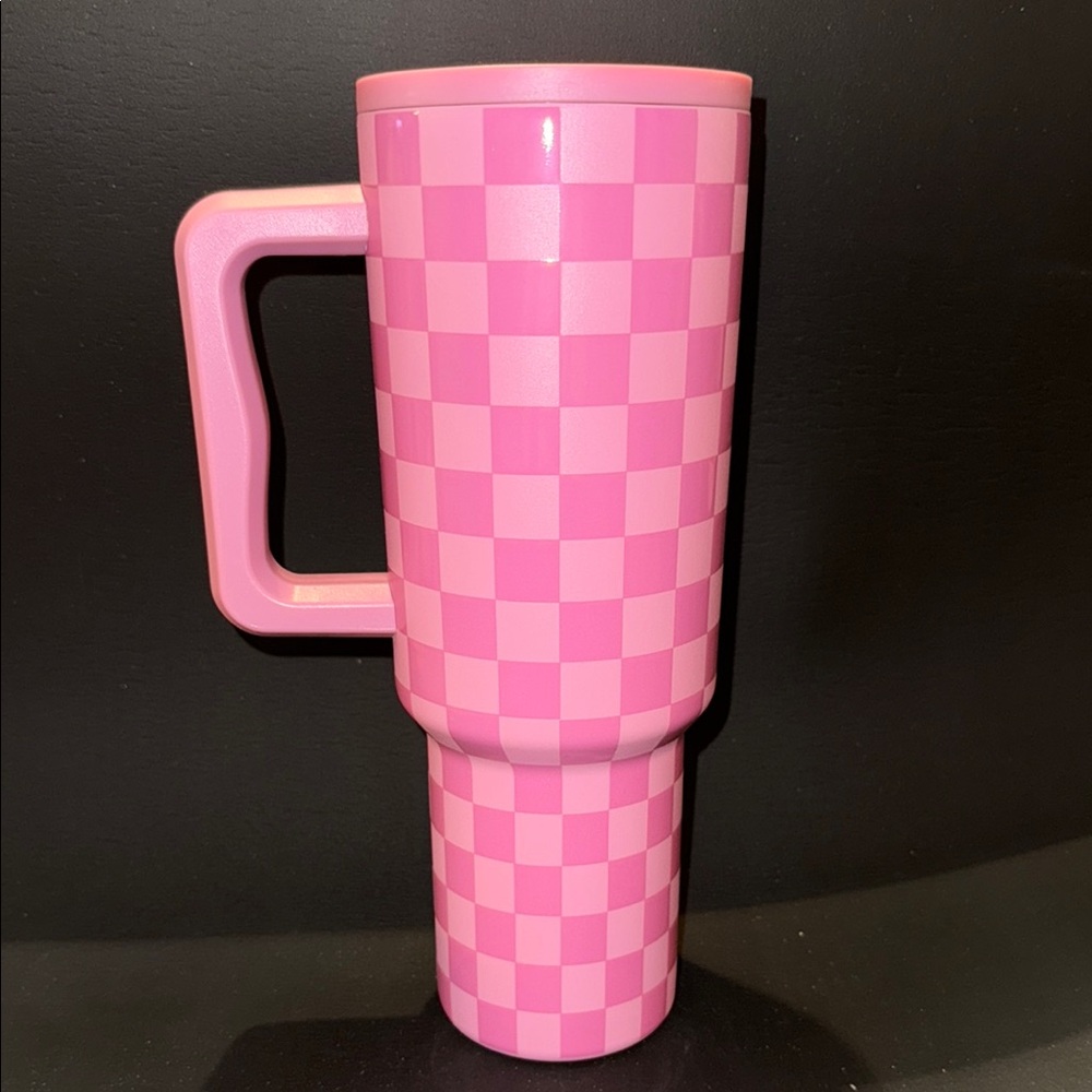 Simply Modern Pink Checkered Tumbler 40oz